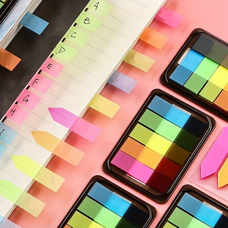 Stationery Books - 100 ชิ้น แผ่นโน้ตเรืองแสงสำหรับทำเครื่องหมายหน้าเอกสาร ป้ายสติกเกอร์สำหรับจัดหมวดหมู่เอกสาร หนังสือ อุปกรณ์สำนักงาน