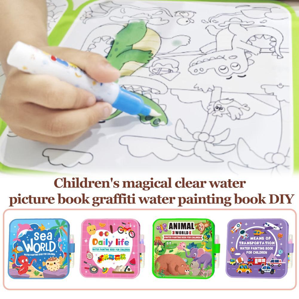 Reusable Water Magic Coloring Book - สมุดวาดภาพน้ำวิเศษ DIY สมุดระบายสีน้ำ ของขวัญวันเกิดและวันหยุดสำหรับเด็ก ของเล่นเสริมพัฒนาการ