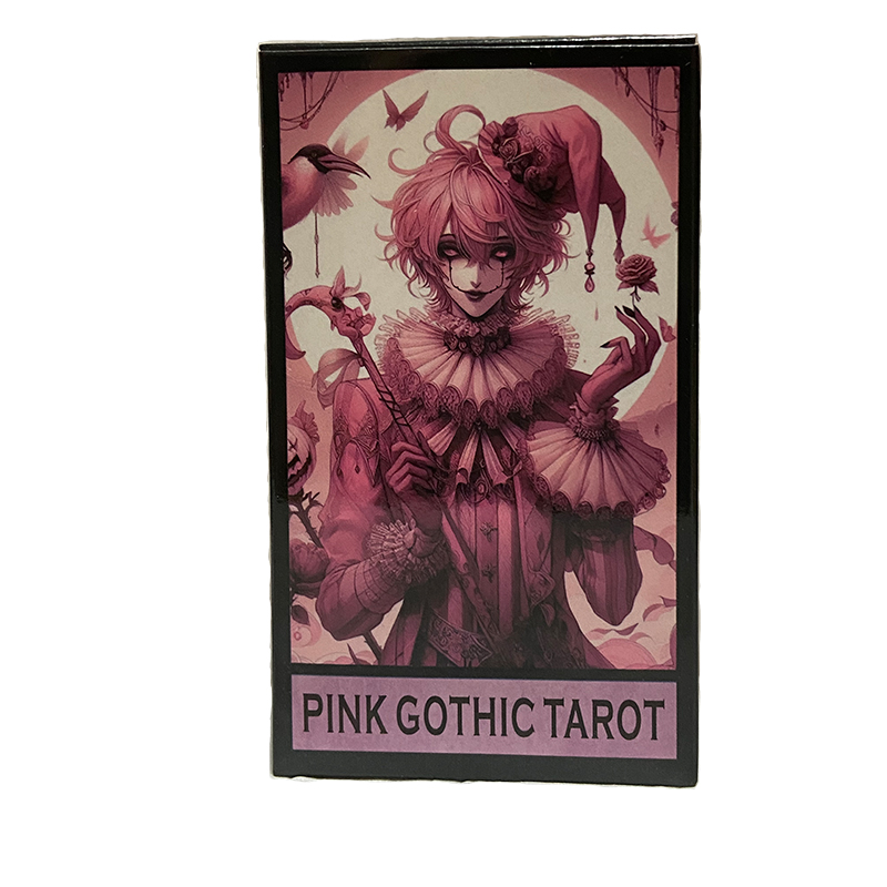 Tarot Deck With Guidebook - ไพ่ทาโรต์กอธิคสีชมพู 78 ใบ ภาษาอังกฤษ สำหรับงานปาร์ตี้ครอบครัว ไพ่ทาโรต์คุณภาพสูงสำหรับการบอกโชคลาภและพยากรณ์