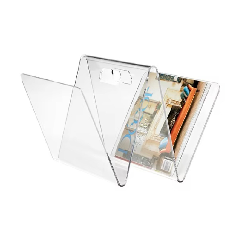 Clear Acrylic Book Stand Holder - ที่วางหนังสือดีไซน์เรียบหรู ที่ใส่แมกกาซีนแบบใส อะคริลิกใส รูปทรงตัว W ชั้นวางโชว์แมกกาซีน