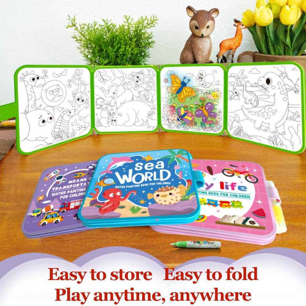 สมุดวาดภาพน้ำวิเศษ DIY สมุดระบ - Reusable Water Magic Coloring Book บทวิจารณ์และราคา