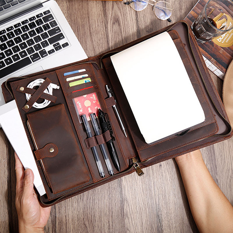 ซองใส่เอกสารหนังวัวแบบมีซิป พร - Vintage Leather Journal Notebook บทวิจารณ์และราคา